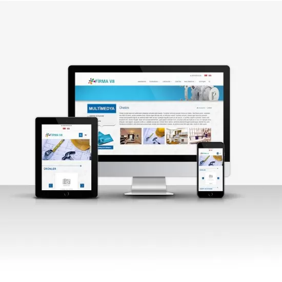 Kurumsal Firma V8 – Çift Dilli, Üretim Tanıtımlı, SEO Uyumlu Mobil Web Sitesi